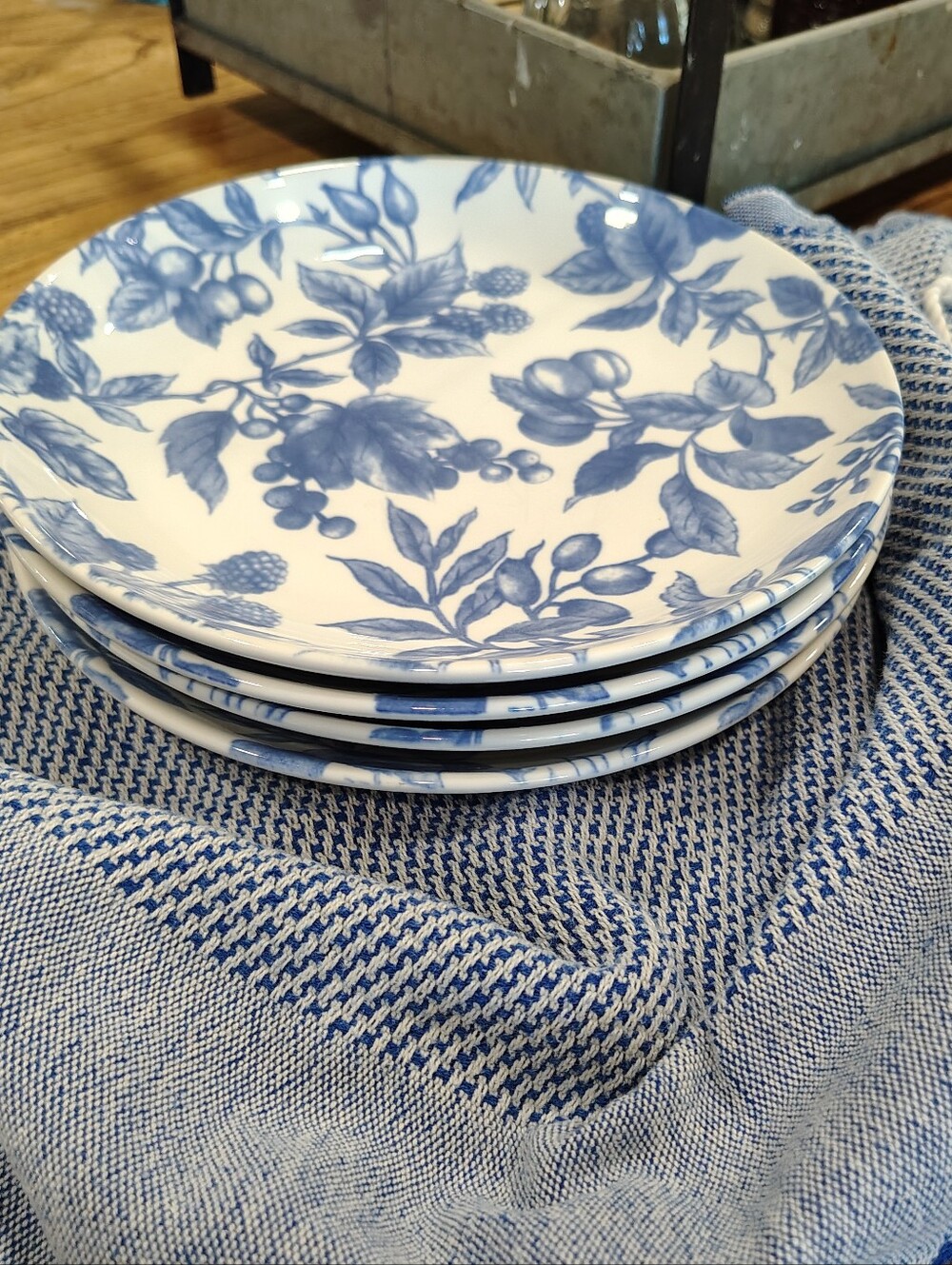 Blue Century Floral Ceramic Dessert Or Salad Plates - Set of 4